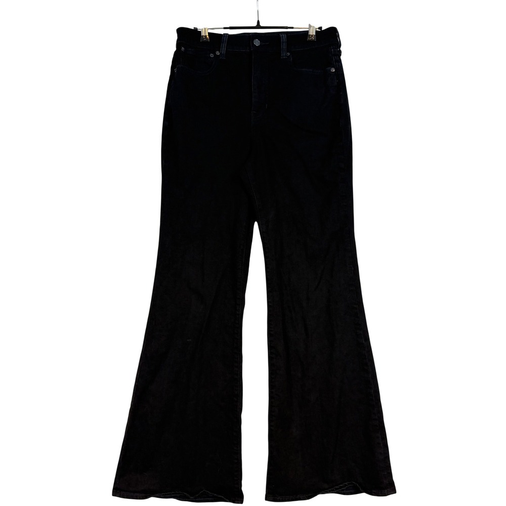J.Crew Womens Flare High Rise Semi-Stretch Jeans Black Sz. 28 Wide Leg Denim 70s